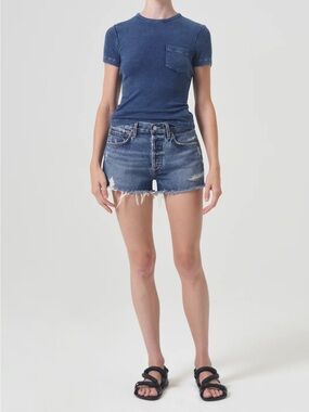 Agolde Parker Vintage Denim Cutoff Shorts - Dark Swapmeet